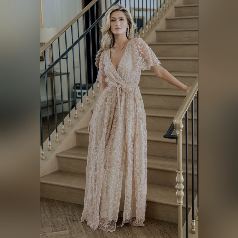 Baltic Born Marseille Embossed Maxi Dress - Champagne, Size S